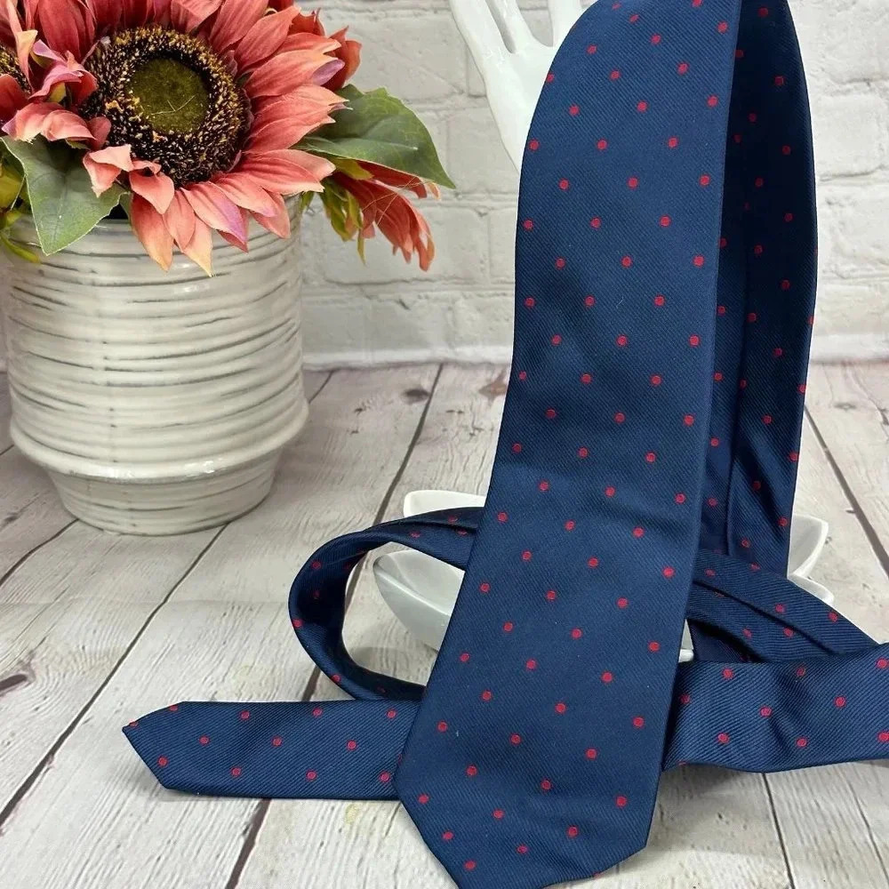 Lands' end navy red dot silk Tie